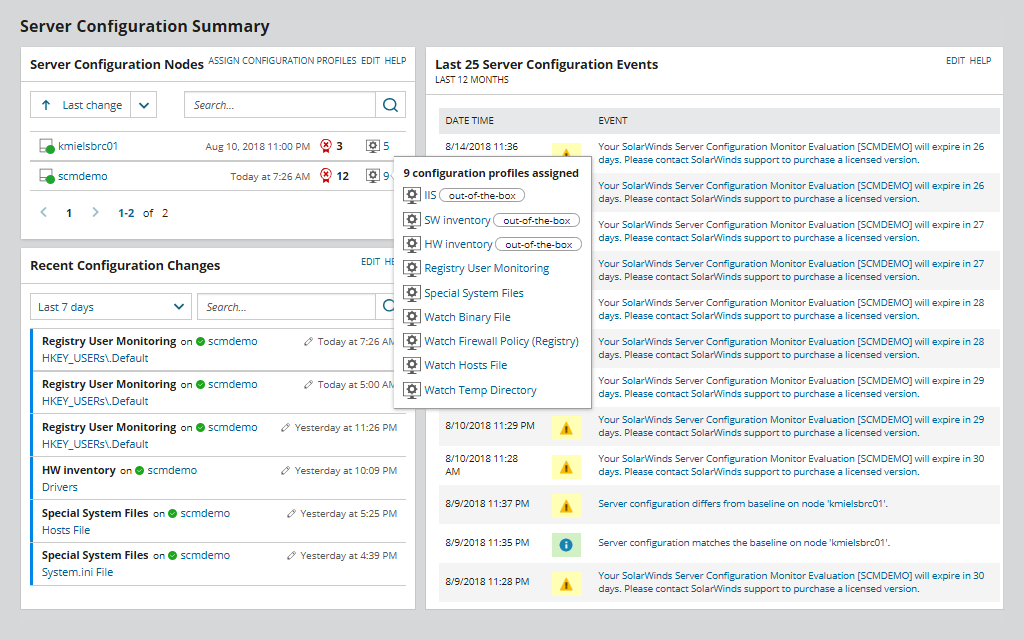 Server Configuration Monitor Screenshot